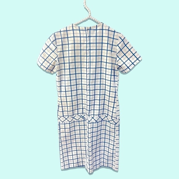 VINTAGE Mod A-Line 50s dress sz XS/S Fit & Flare VTG 60s minimalist checks frock - Picture 6 of 6